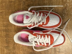 Nike Air Force 1 Low Top Leather Lace-Up Unisex Kids 1 Orange/White Pink