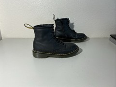 Dr Doc Martens 1460 J Black Leather Combat Boots Zip Kids Youth Size 1 US