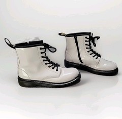 Dr. Martens 1460 White Patent Leather Combat Boots Lace Up/Zip Ankle Size 4M 5W