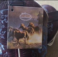 Old West Kids Blue Suede Leather Western Cowboy Boots Size 10.5 D