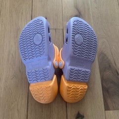 Children’s Electro Crocs, Kids Size 1, Purple/Orange Color Block, Pre-loved