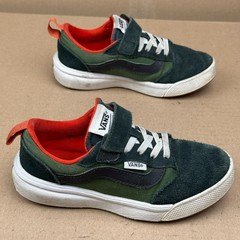 Vans Youth Size 13.5 Green Orange Sneakers Shoes Boys Girls Skate Off The Wall