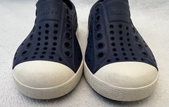 NATIVE Jefferson Shoe Regatta Blue Shell White Kids C6 Slip-on Waterproof $40