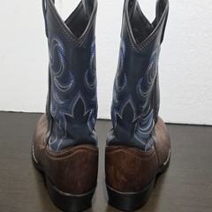 Cody James Blue/Brown Leather Pull On Western Unisex Youth Boots 4
