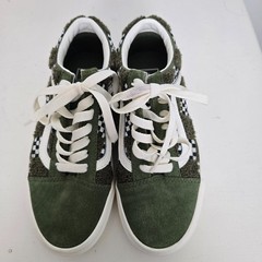 Vans Old Skool Youth Tufted Check Skater Shoes Loden Green Sz 3.5 Minecraft Vibe
