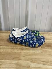New Big Kids Crocs Classic Lined Blue Hanukkah Clogs Shoes Sandals Size 4 Y