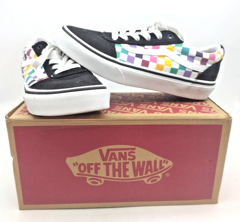 VANS Kid’s WARD Party Check/Multi SKATEBOARDING Shoes Sneakers- Sz 3/34
