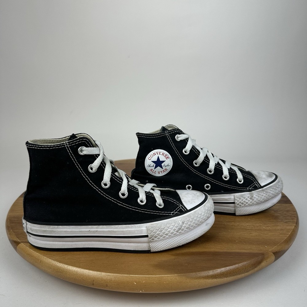 Big Kids Converse CTAS Black Platform Casual Hi Top Sneakers Shoes Size 1 Y GUC