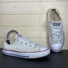 Converse Chuck Taylor White Red Blue Unisex Kid’s Youth Size 3 Shoes Distressed