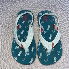 Reef Little Ahi Toddler Kids Sandals Teal Fruit Print Flip Flops Backstrap 11/12