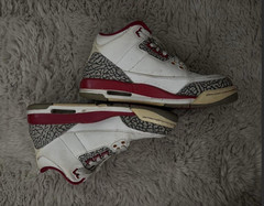 Jordan Air Jordan 3 Kids 6.5Y White/Gray/Red Leather Low Top Cushioned