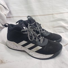 Adidas Sneakers Cross Em Up 5 Black White Silver Mid Top Size Youth 5.5 Womens 7