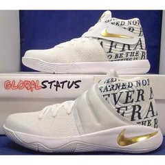 2016 NIKE KYRIE 2 CHAMPIONSHIP GOALS ID WHITE GOLD YOUTH SZ 5Y ( 849367-998 )