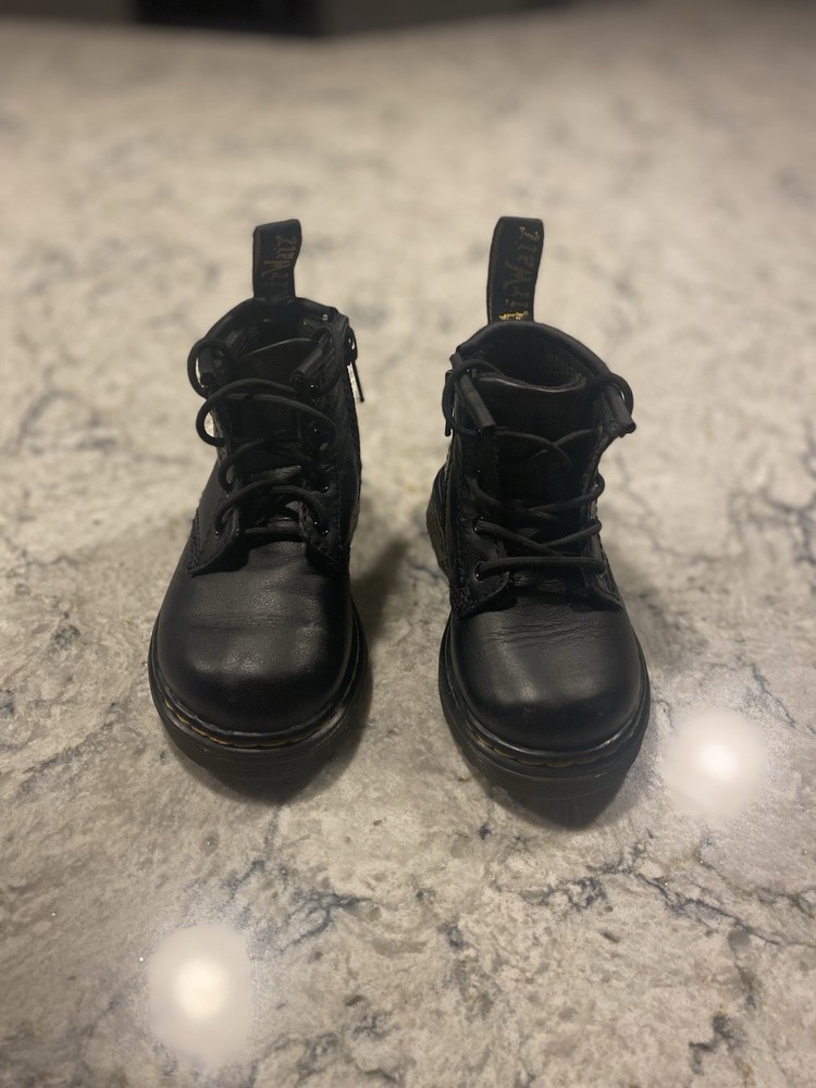 Dr. Martens 1460 Toddler Size 6 Black Leather Lace Up Side Zip Ankle Boots
