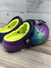 Crocs Classic Lined Clog C11 Kids Aurora Tie Dye Fuzzy Lined Slip On Shoes