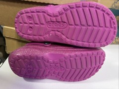 Crocs Classic Lined Glitter Kids Clogs Sz 6 Fuchsia Fun Slingback Sandals