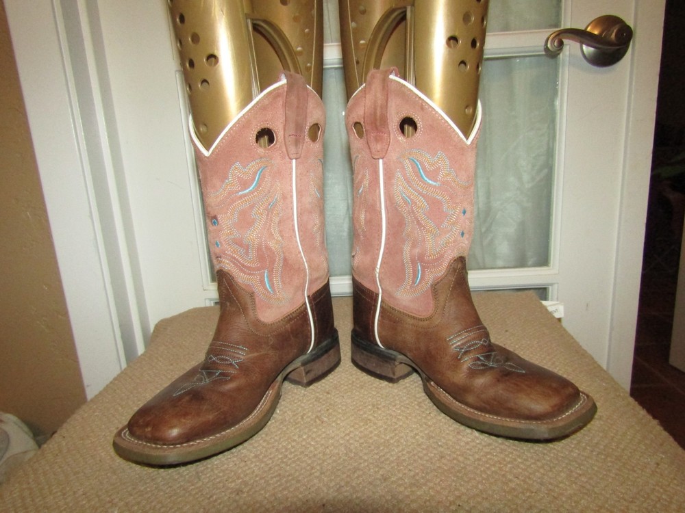 Cody James Inlay BBSC1943 Brown Pull On Square Toe Western Boots Kids Size 13