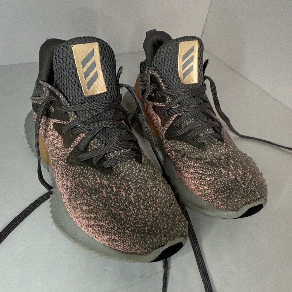 adidas Alphabounce Kids Sneaker Gray/Pink Mesh Lace Up US 4.5 UK4 EU36 2/3
