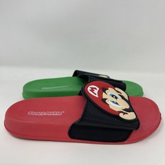 Childrens 12/13 Super Mario Brothers Slides Shoes Mario red Luigi Green EUC