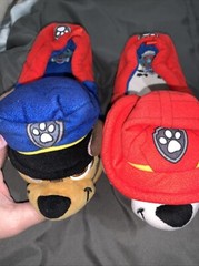 Paw Patrol Slippers Chase Marshall 3D Plush Head Nickelodeon Size 11/12