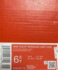 Nike Court Borough Low 2 (GS) Sneaker 6.5Y White/Orange/Black BQ5448-115