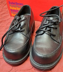 Vintage Buster Brown Unisex Kids Chet 10814 Oxford Dress Shoes Black Lace Up 9 W