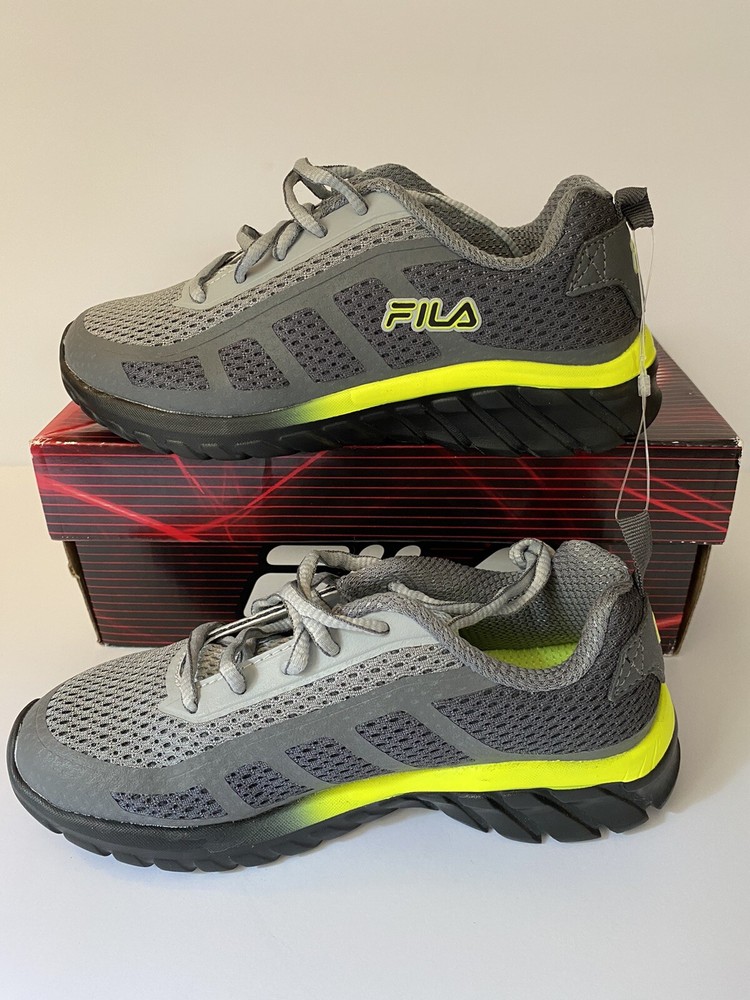 Fila Diskize 2 Kids Size 1 Gray Yellow Mesh NIB Athletic Shoes Tennis Sports