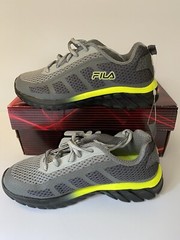 Fila Diskize 2 Kids Size 1 Gray Yellow Mesh NIB Athletic Shoes Tennis Sports