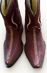 Alamo Toddler Cowboy Boots Size 13 Burgundy Stitched Snip Toe Zip Up