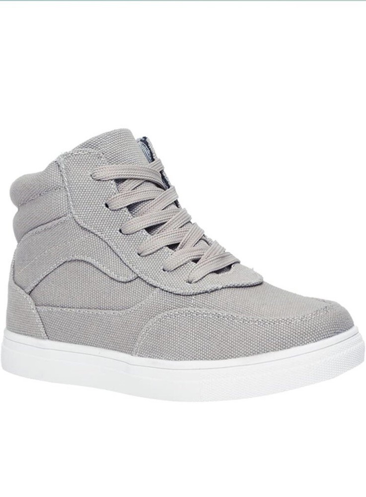 NEW – Fab Kids Pieced Canvas High Top Sneaker Glacier Grey Size 6