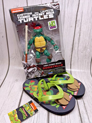 BRAND NEW Ninja Turtle Bundle- Sandals and 1984 Comic Book Donatello Collectable