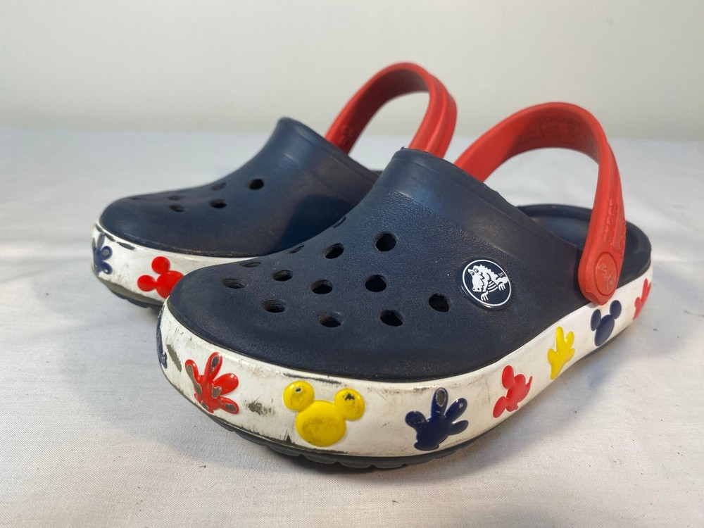 CROCS Disney Mickey Mouse Light Up Clogs Child Youth Blue Slip On – US 9