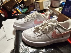 Nike Air Force 1 Low White Pink Leather Low Top Sneakers Kids US 12C