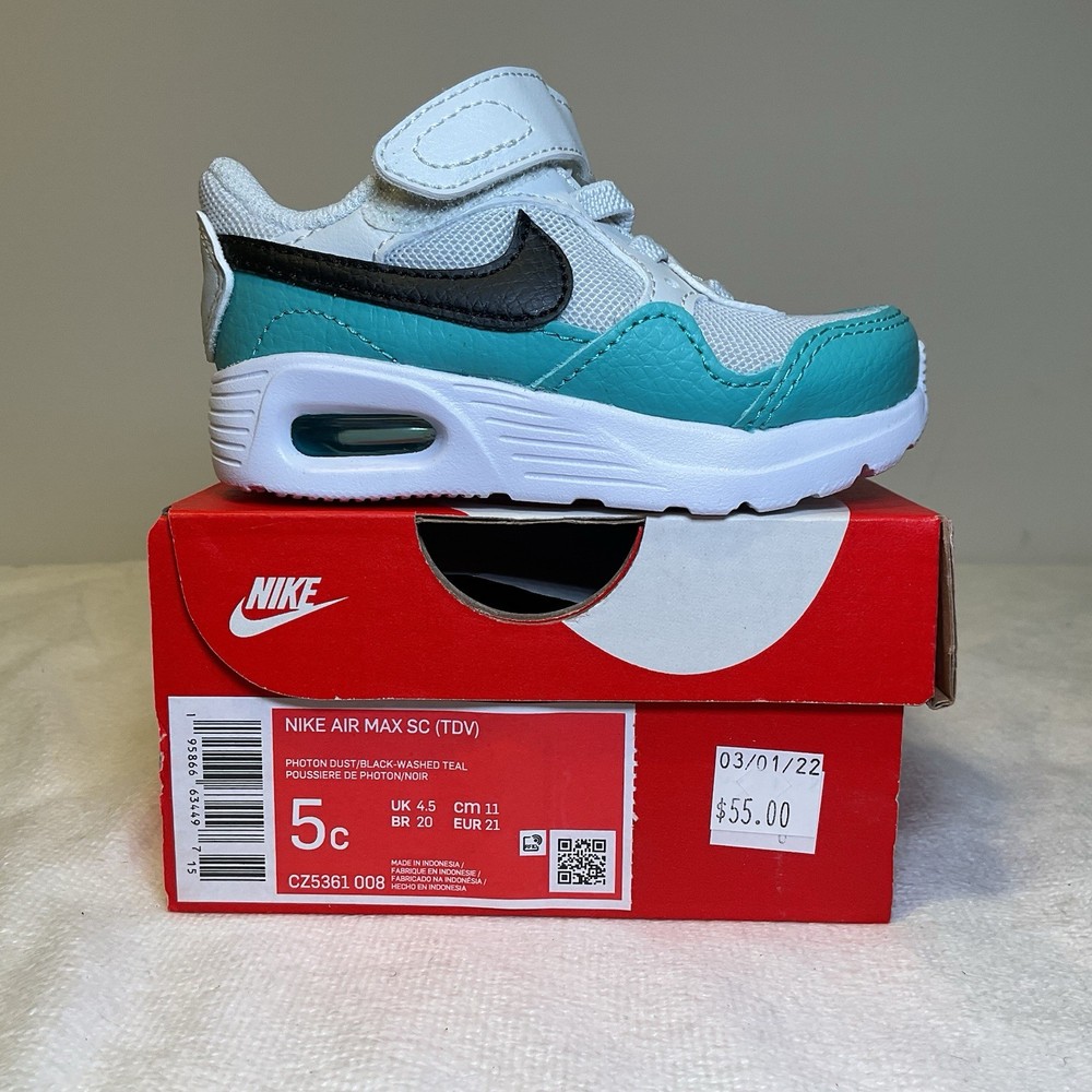 TD Nike Air Max SC Photon Dust Washed Teal CZ5361-008 NEW Kids Toddler Size 5c