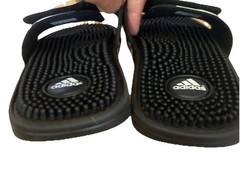 Adidas Black And White Adjustable Spike Slides Sandals Big Kids Size 4
