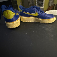 Nike Air Force 1 Leather Low Top Sneaker Blue/Yellow Kids US5 EU37.5 314193