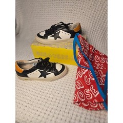 Golden Goose May Black White Orange Leather Star Sneakers Made in Italy Size 32