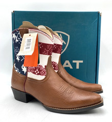 Ariat 10019917 Kid’s NEW Western Boot Yukon Brown/Patriotic Print Multiple Sizes