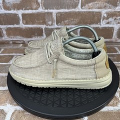 Hey Dude Wally Youth Basic Beige Slip On Comfort Shoes Kids Youth Size 4