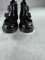 Dr. Martens Devon Bex Star Buckle Ankle Boots Kids 1 Black Leather Side Zipper