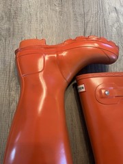 Hunter Original Tall Gloss Youth Wellington Boots Sz 4 Coral Orange Preowned