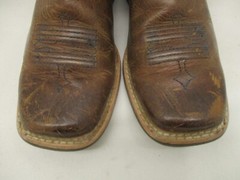 Ariat Brown and Blue Leather Square Toe Western Boots Kids Size 13 Sty 10012794