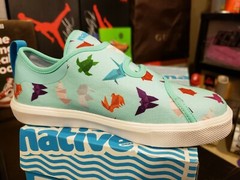 NATIVE Monaco Sky Blue Origami Double Strap Youth Kids Sneakers 3Y US / 34 EUR