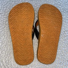 Reef Kids Flip Flops Orange White Black Striped Thong Sandals Size 13/1