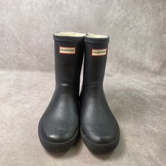 Hunter Kids First Classic Sherpa Lined Rain Boots Black Matte US 3 Waterproof