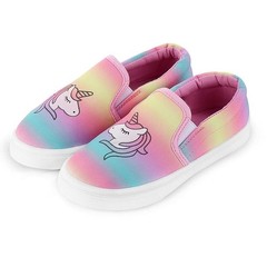 JOSINY Rainbow Unicorn Slip-On Canvas Shoes – Toddler Casual Sneakers