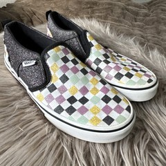 VANS Checkered Multicolored- Kids Slip On Shoes Size US 3 Big Kid Size