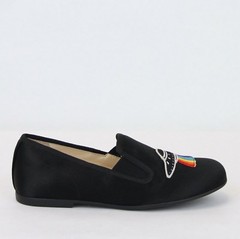 Gucci Unisex Children’s Black Silk Flats w/Heart Icon 32/US .5 484976 1000
