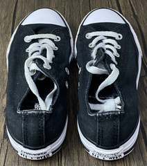 Converse All Star Black Skater JUNIOR SIZE 1 Shoes ~ DOUBLE TONGUE