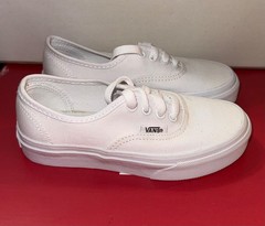 VANS CLASSIC AUTHENTIC CANVAS WHITE CASUAL SHOE LITTLE KIDS SNEAKER Sz 12